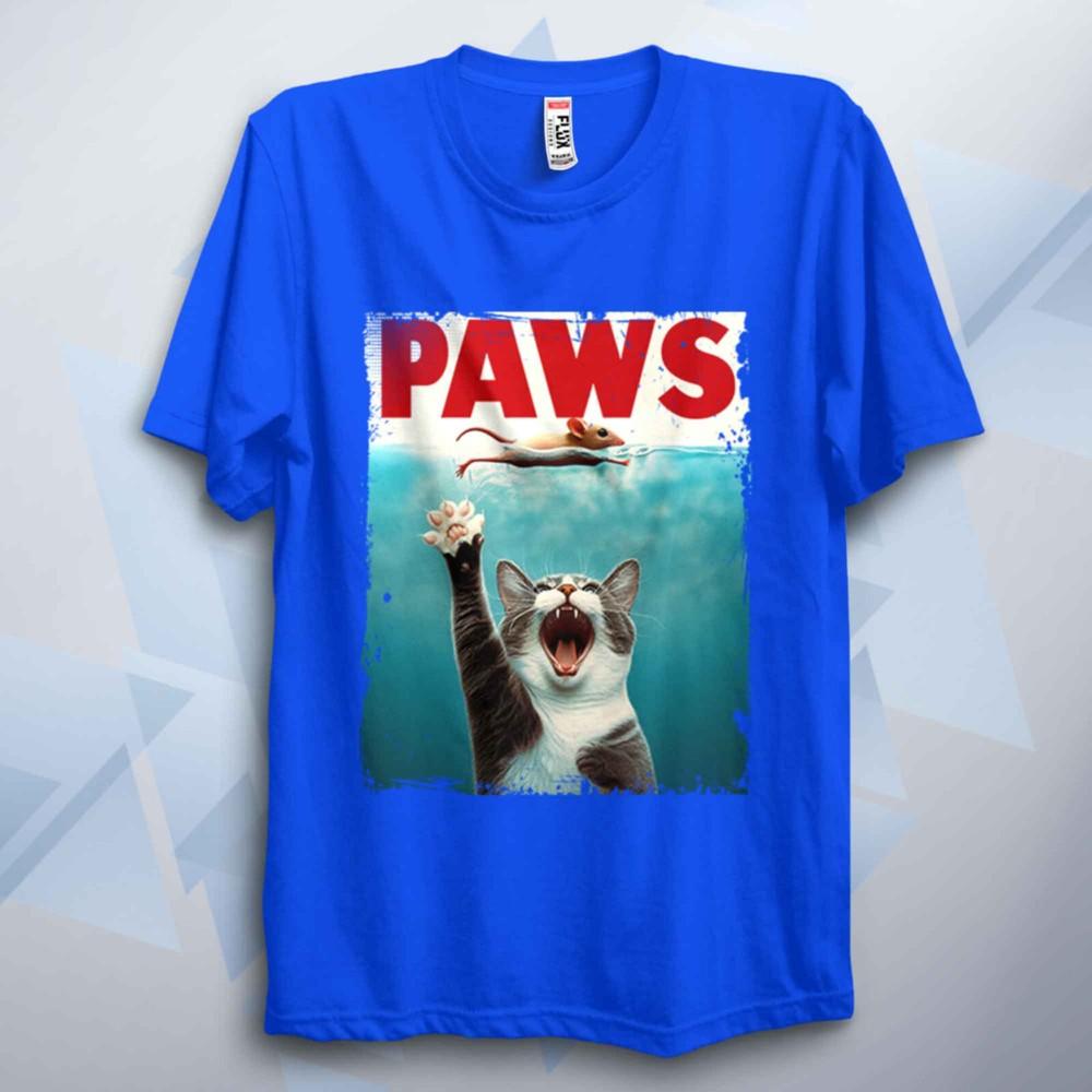 Paws TShirt Funny Shark Parody Tee Unisex Retro 70s 80s Movie Poster Film Top