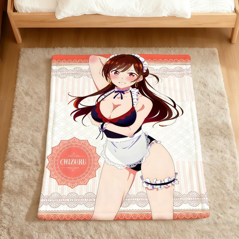 Anime Fanart Girl M-Mizuhara Chizuru Flannel Soft Warm Plush Blanket Sofa Living Room Pet Hogar Bedroom Gift Home Car Portable