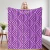 Violet Geo Lines Printed Blanket Suitable For Sofa Beds, Offices, Travel Camping Chairs, Warm Woolen Blankets