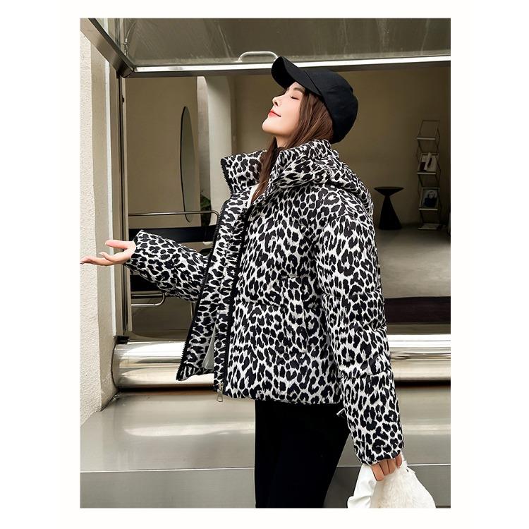 Make A Statement This Winter with Our Bold Leopard Print Loose-Fit Hooded Jacket for Women