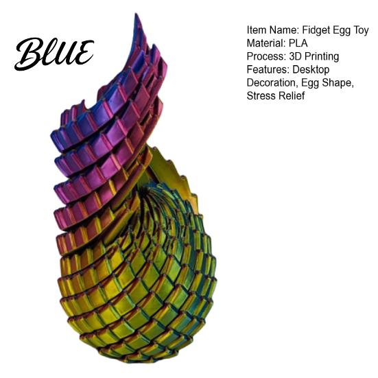 Decorative Desk Toy 3D Printed Twisting Egg Stress Relief Spiral Articulated Rotating Fidget Spinner