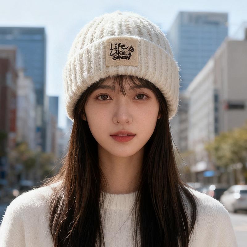 

Новая вязаная теплая шапка для женщин с откидными ушками, шерстяная шапка для улицы, для велоспорта и защиты от холода, тренд для мужчин M（56-58cm）