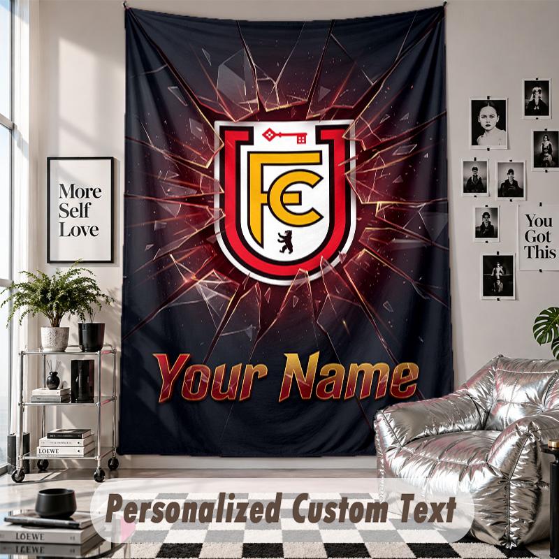 Wall Hanging Tapestry With Custom Name & Text, Union Berlin FC Decorative Tapestry For Bedroom