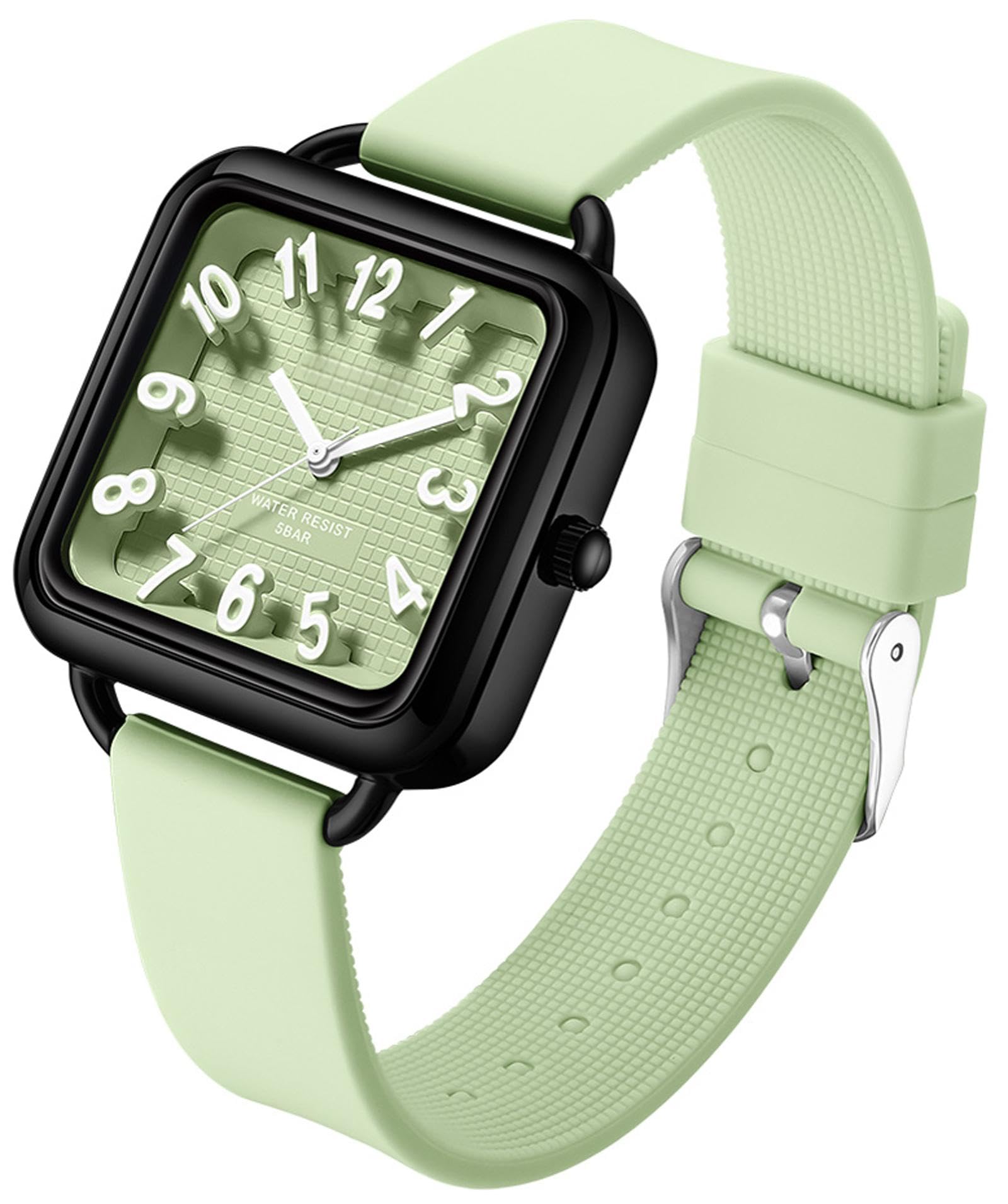 

Unisex Analog Watch for Men and Square Large 5ATM Water Luminous Silicone Perfect for High School and Middle School or Gifting Women, Face, Display,