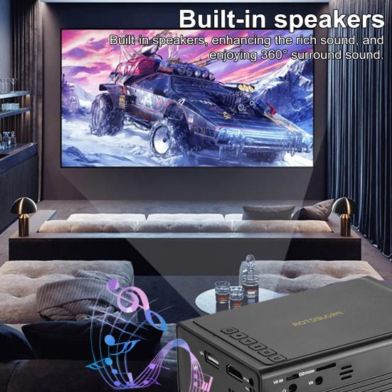 Mini LED Projector Supporting 1080P Wired Phone Screen Synchronization Portable Outdoor Home Theater Video Movie Projector