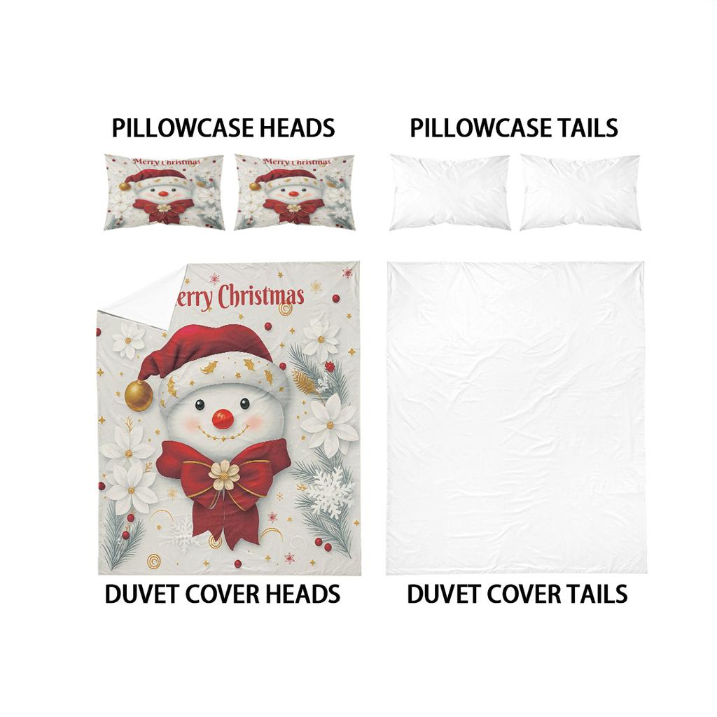 3pcs Cartoon Santa Claus Print Coreless Duvet Set Multi Size Bedroom Dormitory Bedding Decoration Comfortable Machine Washable