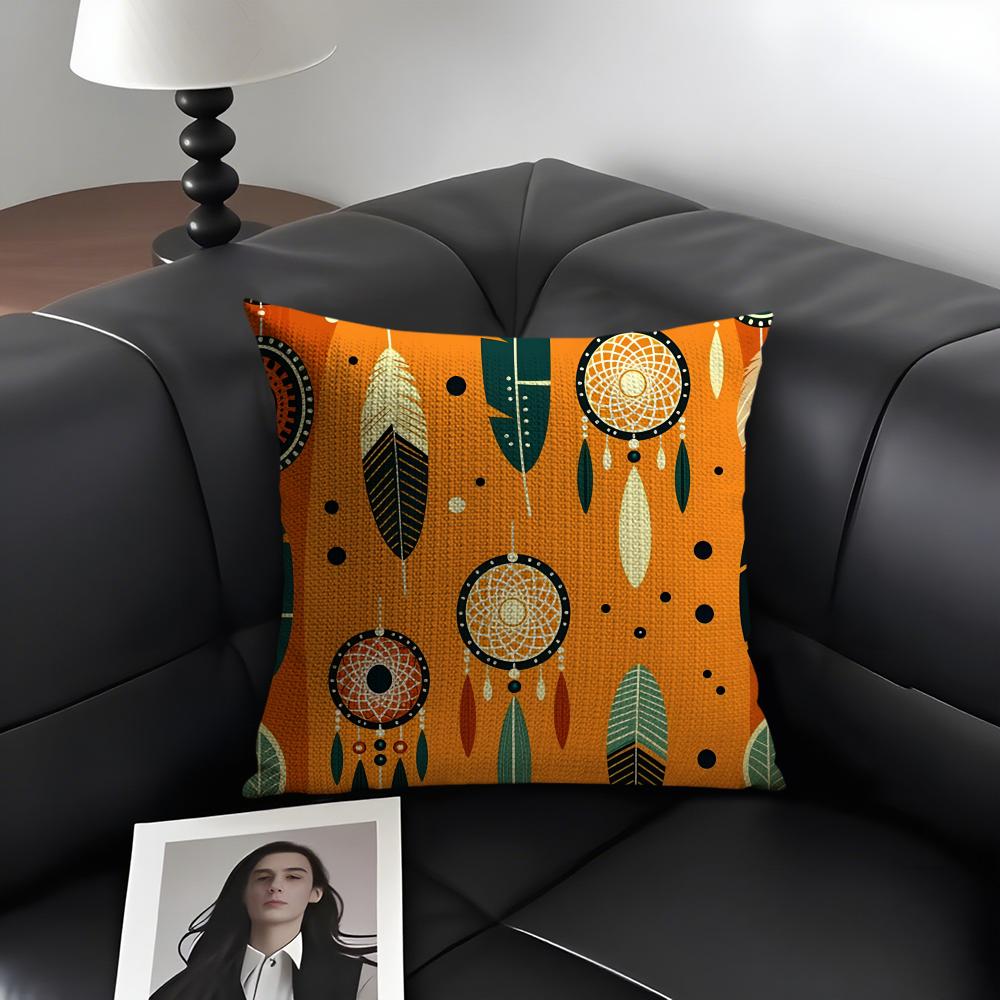 Bohemian Style Cushion Cover Natural Linen Organic Fabric Double-Sided Printing Sofa Home Decor Gift Pillow Case