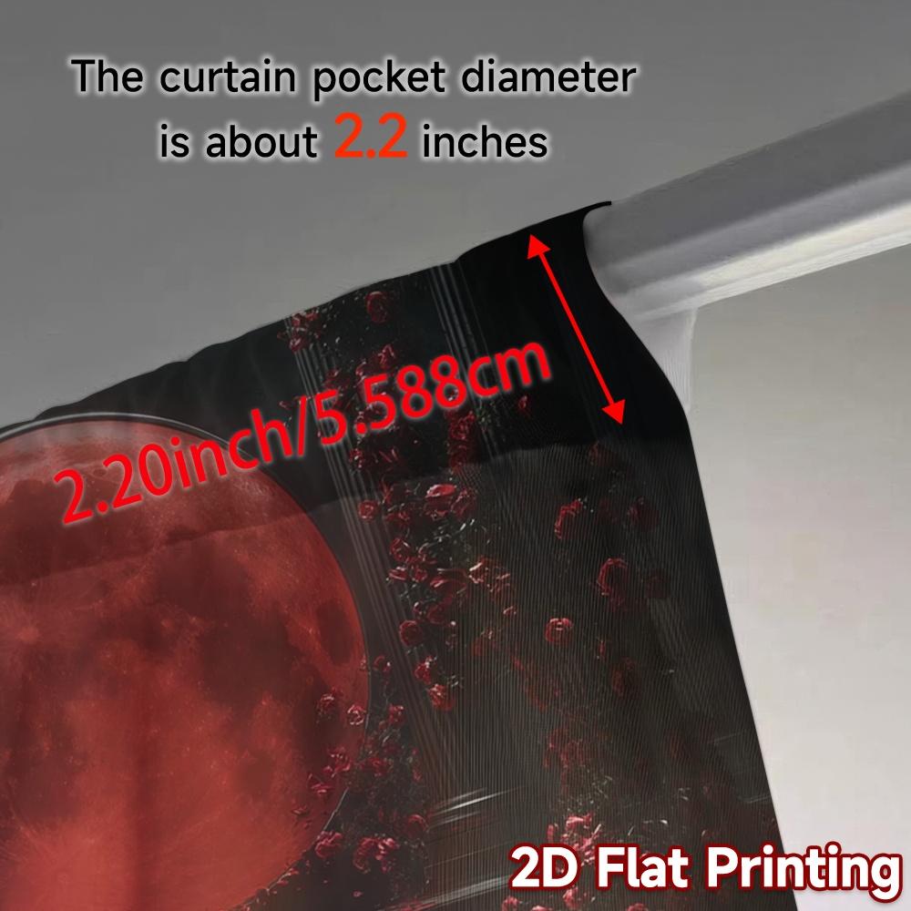 2pcs, 2D FLAT PRINTING Curtains (Without Rod) Red Moon Ceremony Chic Contemporary Curtains Fabric Curtains Outdoor Decorations