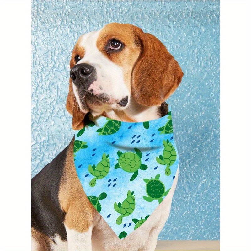 Fabric Pet Bandana With Shark Pattern Pet Kerchiefs, Adjustable Ocean Turtle Theme Pattern Printing Dog Triangle Bibs Scarfs, Suitable For Small