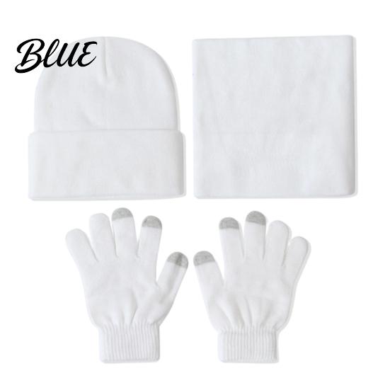 Casual Autumn Winter Outfit Accessories Warm Three-piece Set Knitted Hat Scarf And Touch Screen Cozy Wear Gloves Essentials Soft Acrylic Windproof