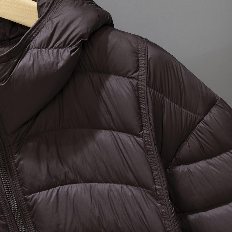 Men 50% White Duck Down Puffer Jacket, Windproof Hooded Drawstring Hem Thick Warm Zip Coat For Cold Winter Outdoor