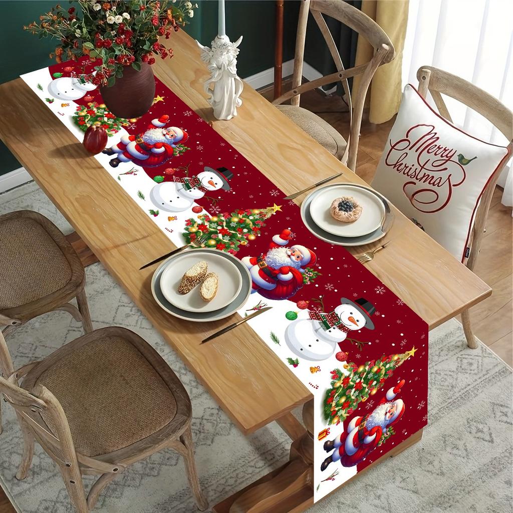 Christmas Santa Snowman Table Runner Christmas Decorations for Home 2026 Xmas Party Table Decor Navidad Noel New Year Tablecloth