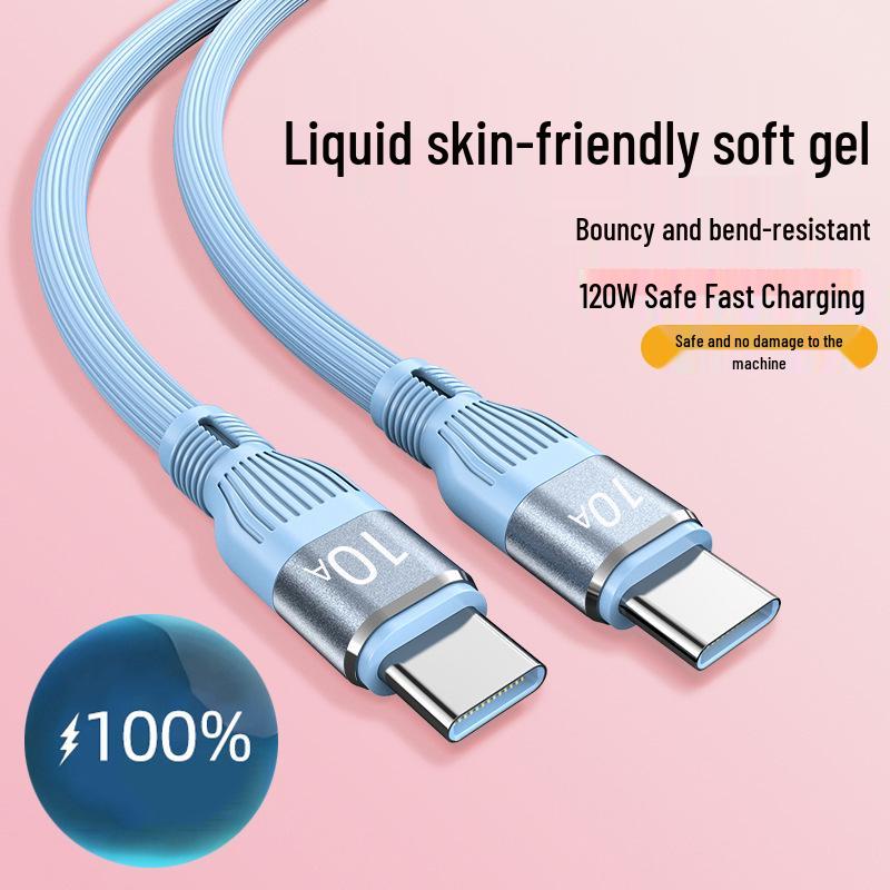 120W Dual Type-C Fast Charging Cable for Apple 15/16 & Huawei Laptops/Phones