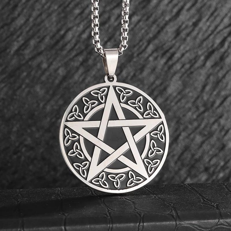 Nordic Rune Celtic Knot Necklace Men Stainless Steel Pendant Valknut Pagan Men Scandinavian Jewelry Punk Gift
