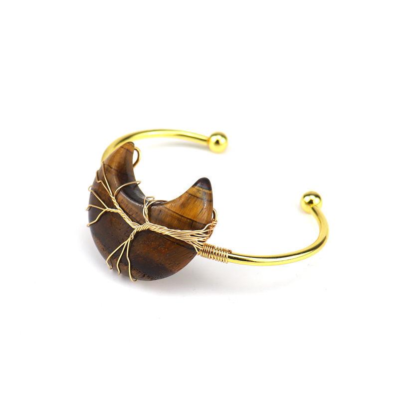 Handmade Winding Tree Of Life Natural Stone Moon Bracelet Lucky Tree Moon Bracelet B03