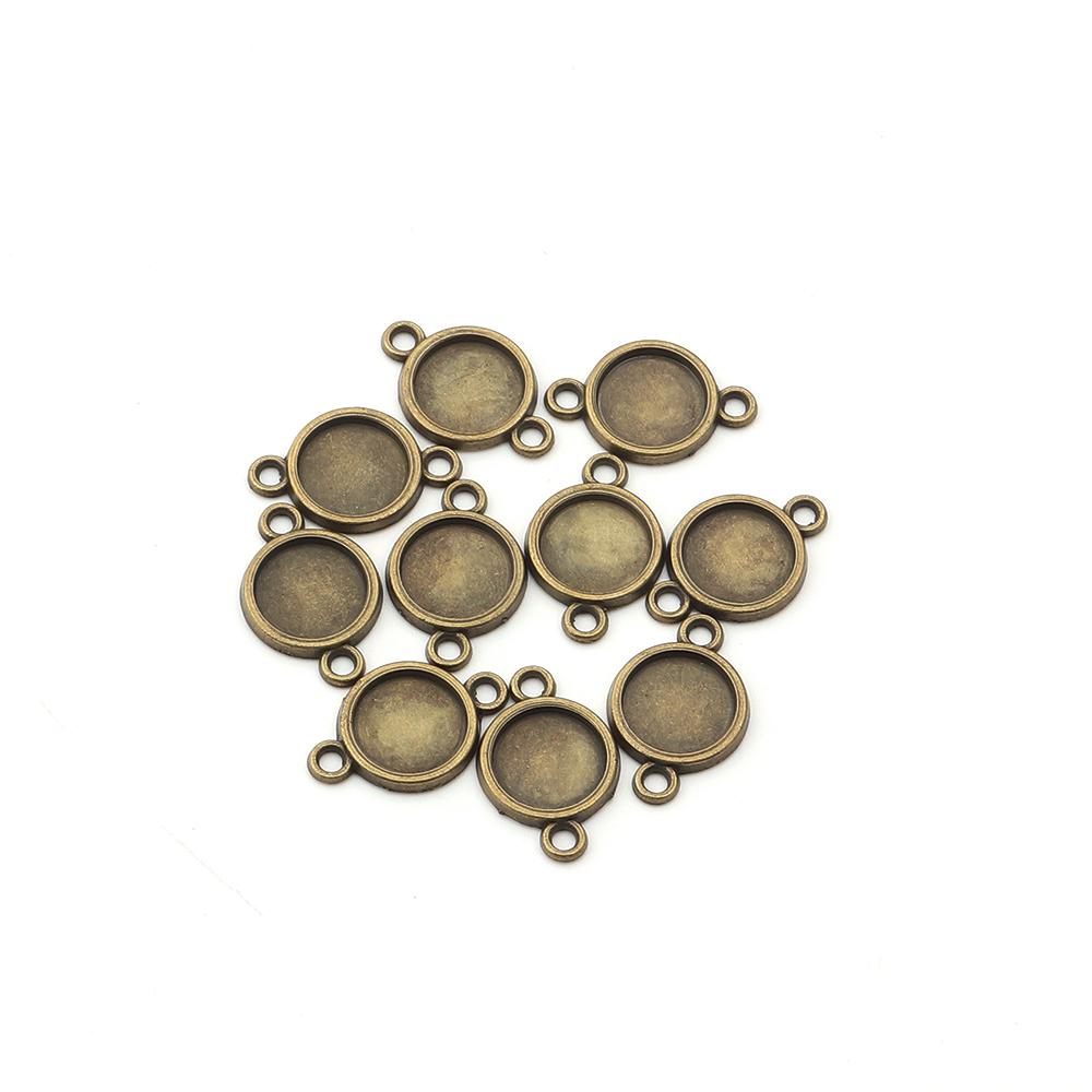 10pcs 8/10/12/14/16/18/20/25mm Round Cabochon Base Double Hole Blank Bezel Trays For Jewelry Making DIY Necklace Accessories