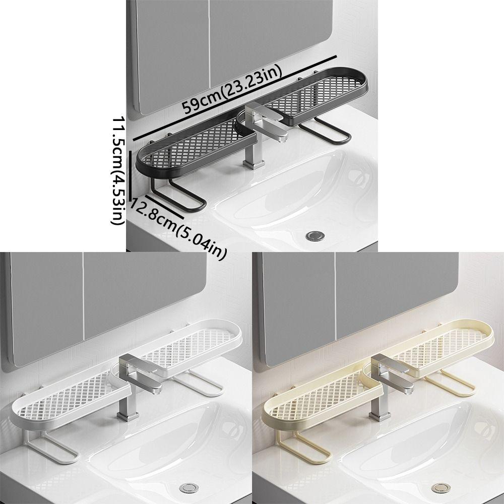 Prateleira de Armazenamento para Banheiro em Forma de U Drenagem de Água Grade Dupla Organizador de Cozinha Rack de Malha Sem Furos Suporte de Drenagem para Torneira Pia