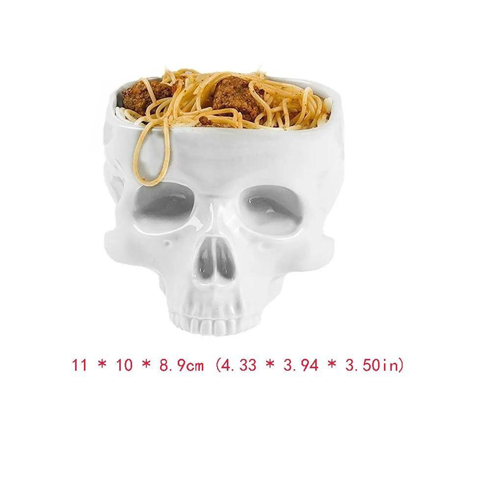 Pasta Bowl Human Skull Bowl Ornaments Tableware Ceramic Handicrafts Halloween Food Serving Bowls Dish Skull Head
