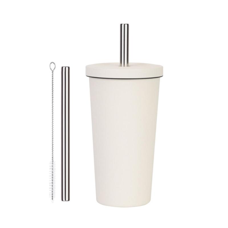 316L Stainless Steel Vacuum Insulated Tumblers With Leak Proof Straw Lid For Office Outdoor Travel Ergonomic Grip Cup