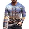 Vintage Men's Long Sleeve T Shirt 3D Navigation Sailing Ship Print Shirt Graphic T Shirt Clothing Sleeve Tops Men Streetwear