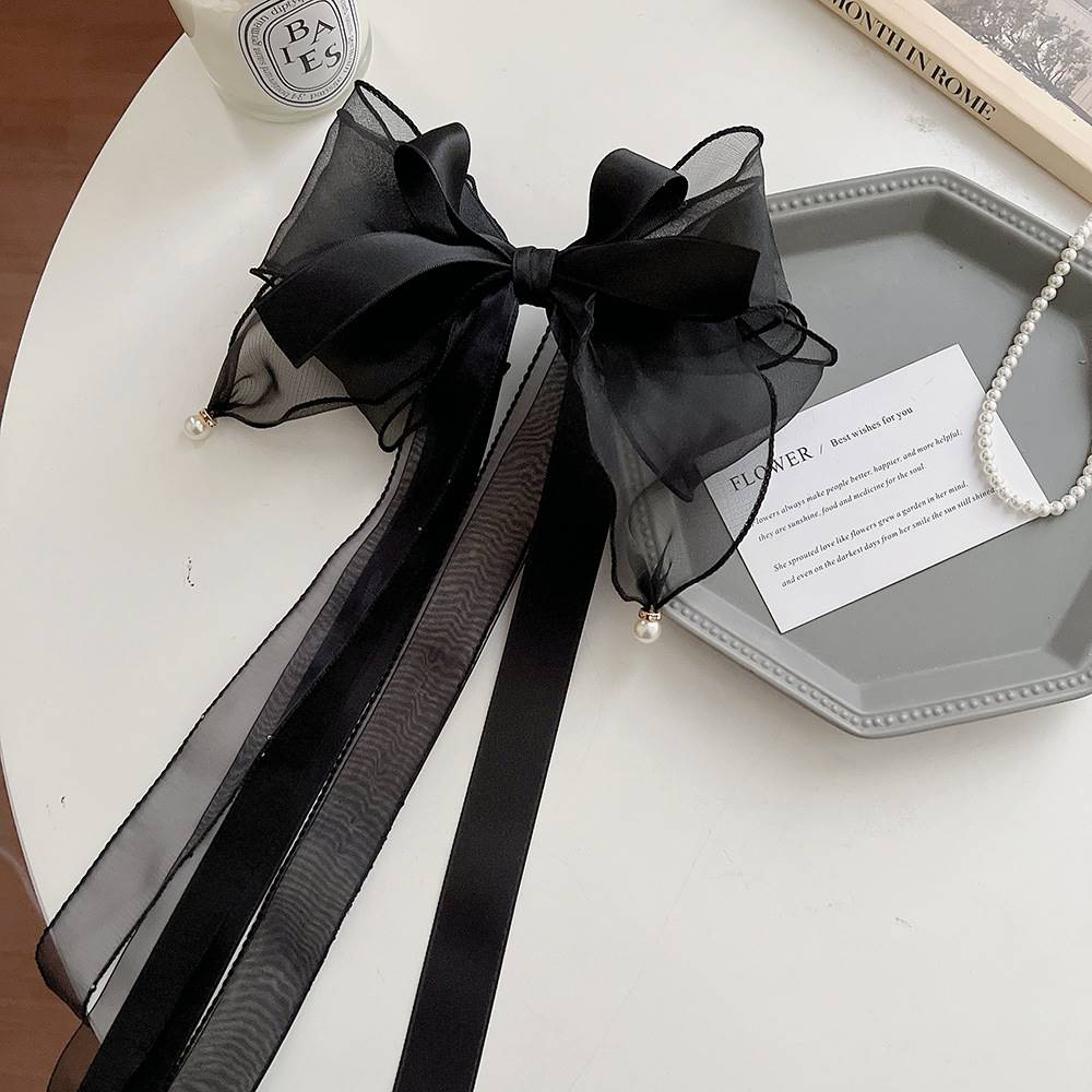 Fashion Chiffon Bow Hair Clip Women Big Elegant Hairpin Barrettes Girls Solid Color Ponytail Clip Hair Accessories Headwear Gift