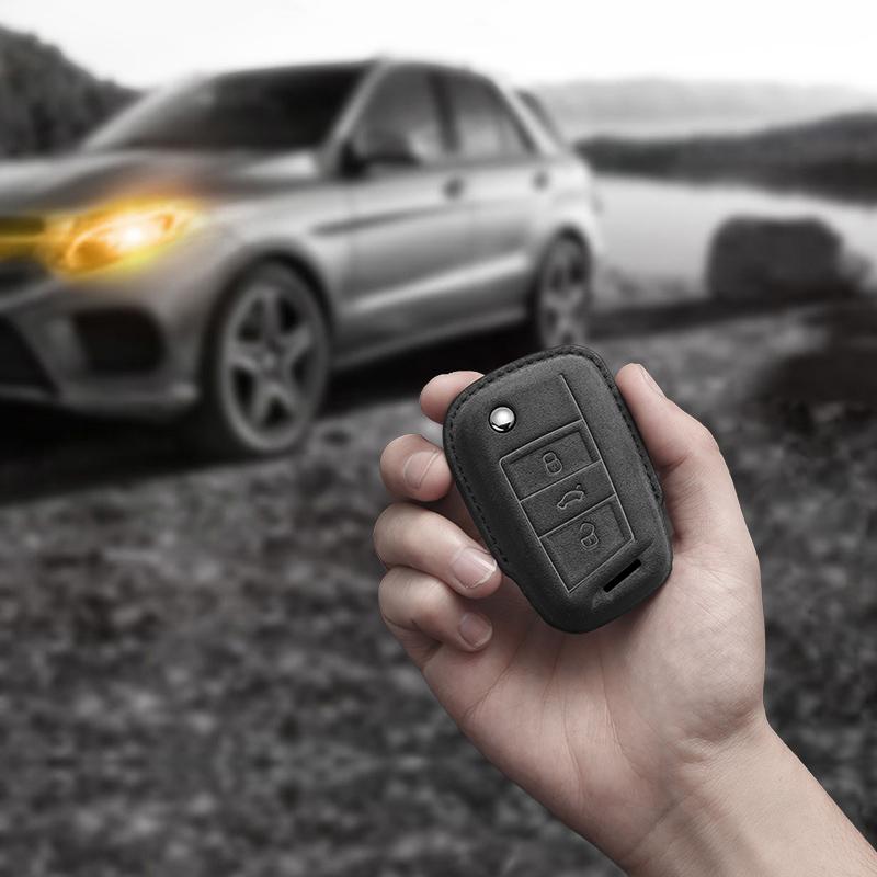 Interior Mouldings Suede Leather Car Key Case For VW Volkswagen Golf 7 MK7 Tiguan MK2 for Seat Ateca Leon FR 2 Ibiza Skoda Octav