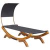 Sun Lounger with Canopy 100 x 200 x 126 cm Solid Bentwood Anthracite