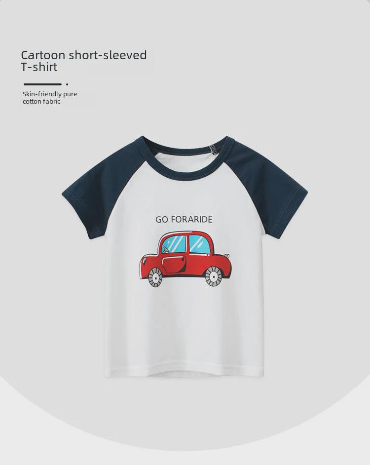 2025 Summer New Kids' Short-Sleeved Car T-Shirts for Boys by 27kids