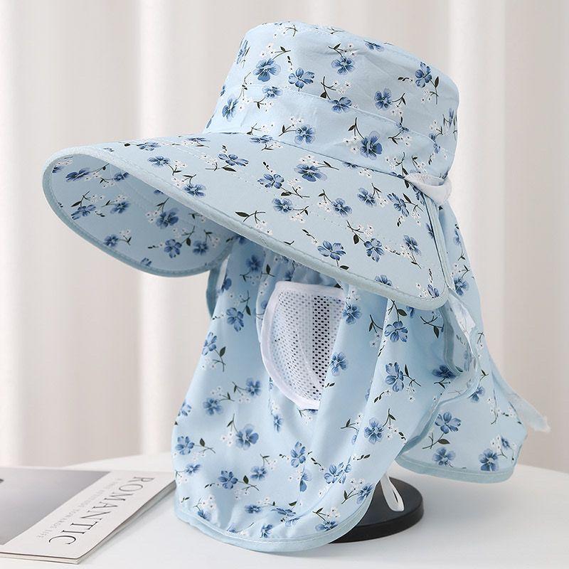 Sombrero de Flores para Mujer Verano Exterior Obra de Construcción Protector Solar Mascarilla Cubre Rostro Sombrero de Sol Sombrero de Sol para Ciclismo