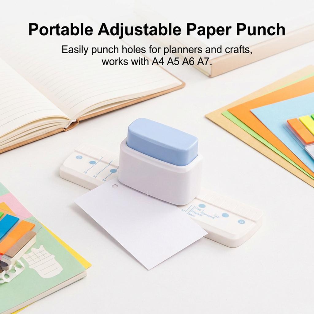 3-Hole Punch Handheld Metal And Plastic No-Paper-Shred Design For B5 Paper