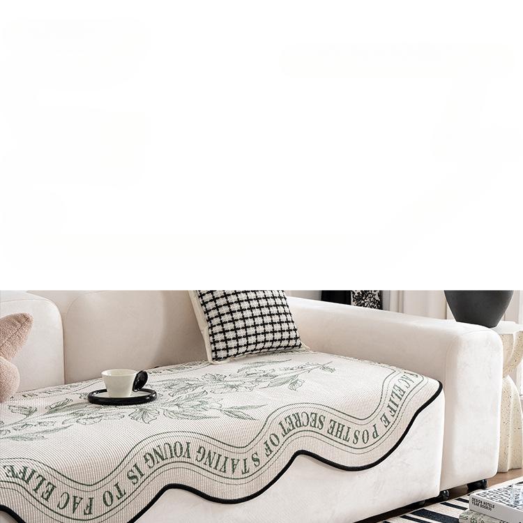 Nordic Light Luxury Sofa Cushion Advanced Sketch Hepburn Flower Shaped Sofa Towel Black and White Classic Non-Slip Cushion Cloth Cover Cover