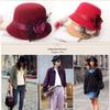 Dámský retro fedora klobouk ze vlněné plsti se širokou krempou ZHENYUEQI