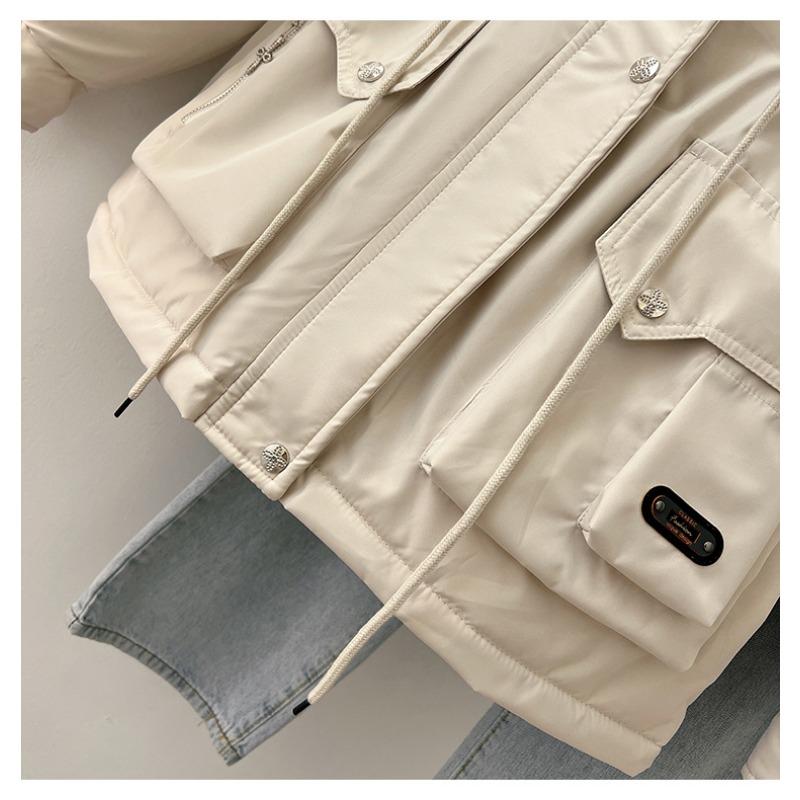 YYFS Dámská móda Ležérní Podzim Zima Jednobarevný potisk Bundy a kabáty s dlouhým rukávem Péřové kabáty