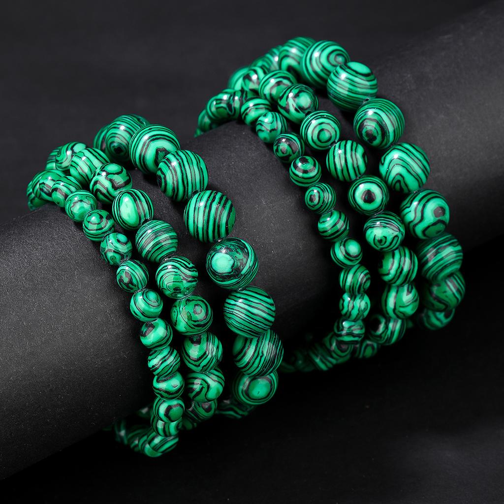Smooth Polished Malachite Round Beads Chain For Handmade Bracelets Necklaces Safe Natural Stone Jewelry Supplies