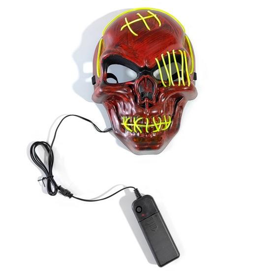 Halloween LED Face Cushion Scary Skull Full Face Cushion Light Up Neon Cosplay Costume Accessory for Parties Raves Festivals