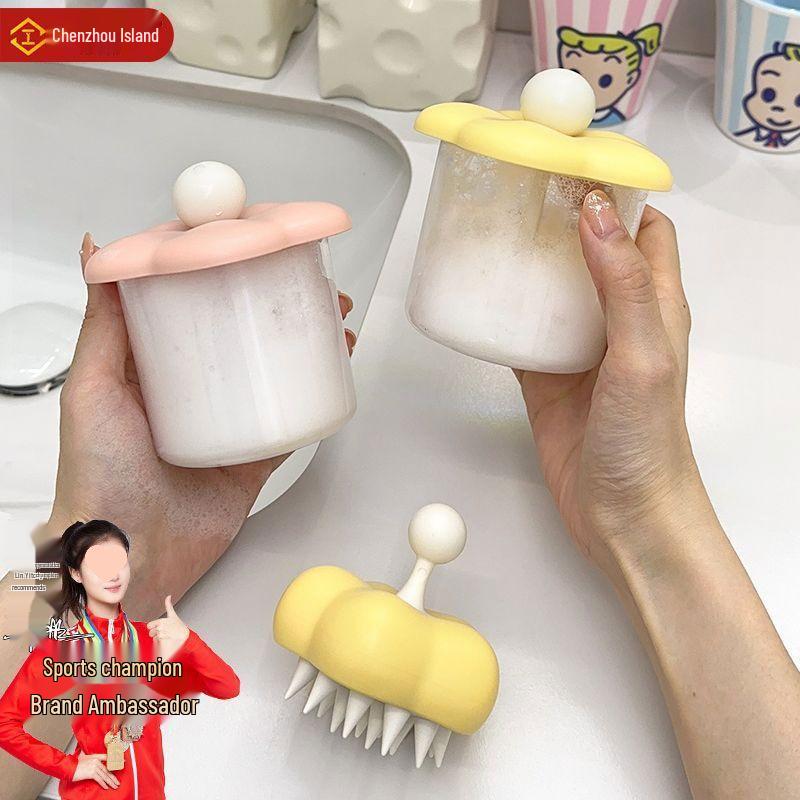 2-in-1 Silicone Shampoo Brush & Foaming Bottle: Soft, Hands-Free, Massage & Clean Set