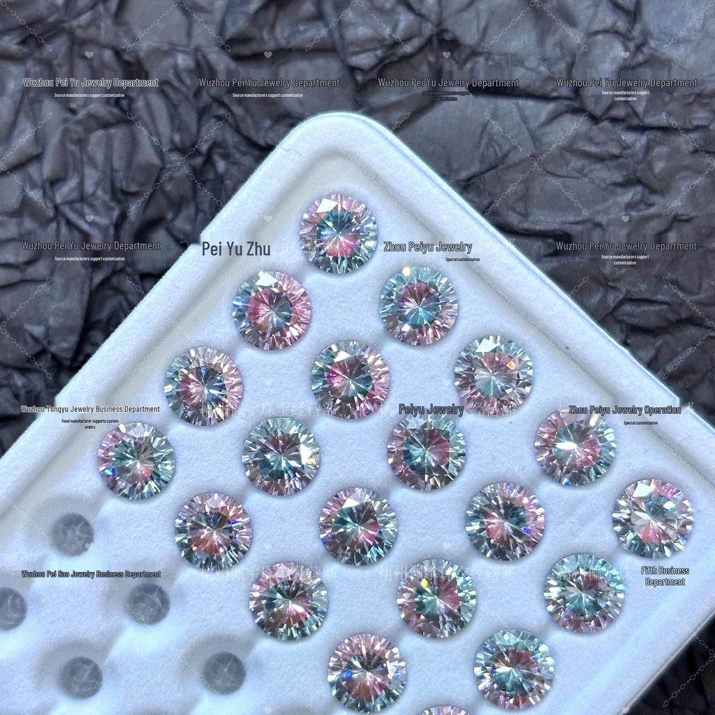 6/8mm Round Gradient Zircon Earrings: Sparkly DIY Nail Art Jewelry with Eight Hearts & Arrows Design