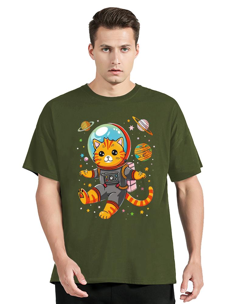 

Забавный подарок Мечта кота-астронавта Лучшая космическая графическая футболка Унисекс топы Хлопковые футболки Фитнес уличная одежда Футболка оверсайз 4XL