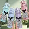 1PC Whale Tail Ocean Circle Print 750ml Color Plastic Sports Water Bottle Leakproof Flip Straw Lid Suitable for Sports Office Home Use