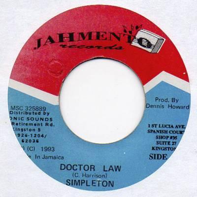 

7inch Record SIMPLETON Doctor Law MSC325889 Jahmento Record 1993 Jamaica Reggae Ska Dub Used