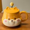 Creative Cute Shiba Inu Ceramic Cup With Lid High Value Wind Home Couple Water Cup With Hand Gift