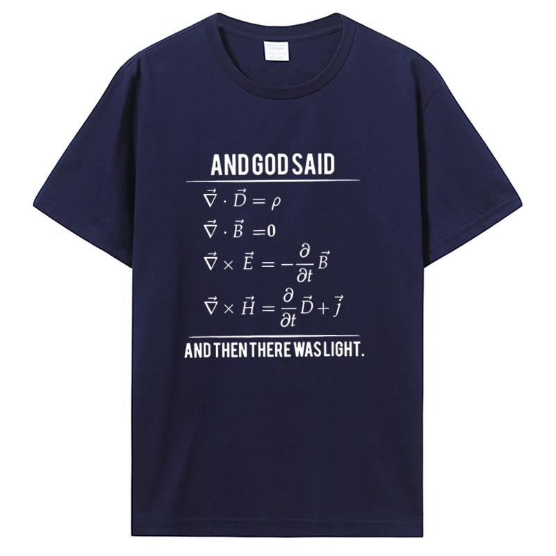 

Забавные футболки «И сказал Бог: уравнения Максвелла, и да будет свет» с графикой, хлопковая уличная одежда с коротким рукавом, подарки на день рождения S
