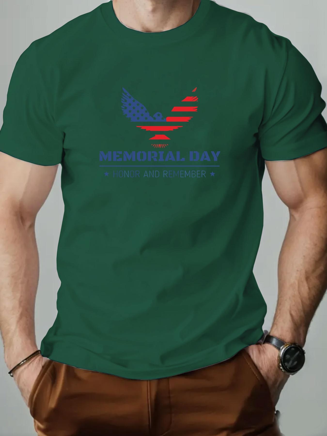 

Male T-Shirt 100% Cotton Memorial Day American Eagle Print Tee for Men 2025 Fashion Summer Casual Breathable Crewneck Daily Top 4XL