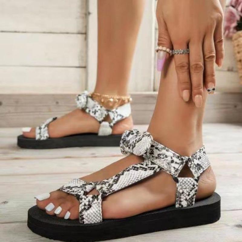 Fashion Women's Sandalias Summer New Casual Sandals Fashion Leopard Print Bow Sandals Outdoor Beach Sandals for Women Platform Sandalias