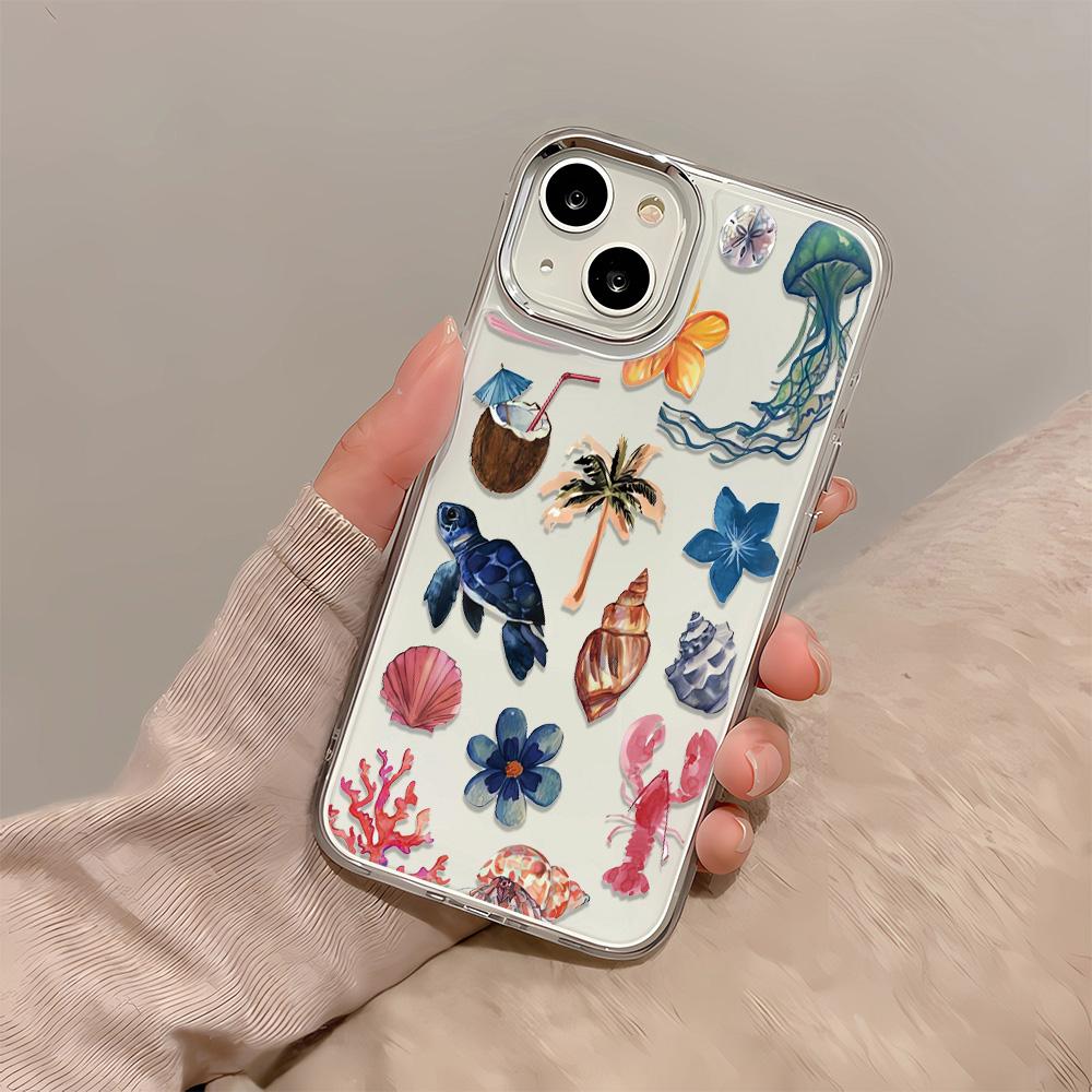 Full Screen Of Marine Creatures Clear Phone Case For IPhone 16 16E 15 14 Plus 11 12 13 Pro Max XR XS 7 8 Plus Soft Case