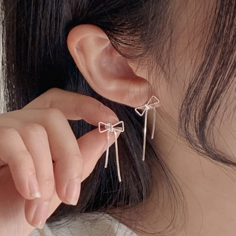 ACOOPU [925 silver]comely ribbon earrings