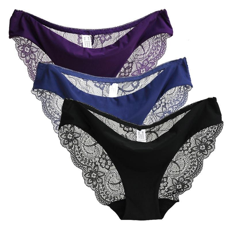 Frauen Spitze Höschen Nahtlose Baumwolle Höschen Hohl Slips Unterwäsche 3 teile/los
