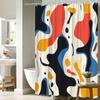 Abstract Art Shower Curtain 1Pc Bold Red, Blue & Orange Fluid Shapes On Cream, Modern Vibrant Design For Artistic Bathroom Decor
