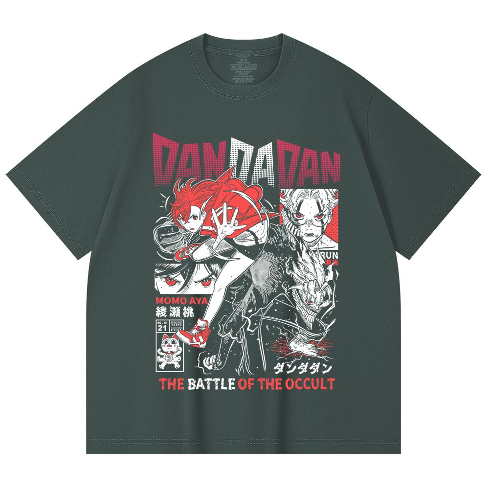 230 Gsm 100% Cotton DanDaDan V4 Occult Battle Print Unisex Heavy Cotton T Shirt