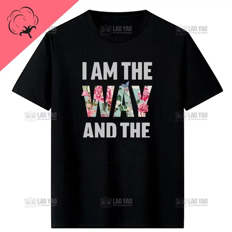 Jesus The Way Truth Life John Christian Bible Verse Printed Tshirt Summer Religion Classic Man Tshirt Woman Breathable Tops Tee
